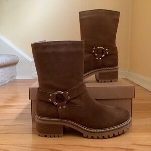 BERTUCHI SUEDE BUCKLE MOTO BOOTIE BROWN SZ EU 40/9.5
